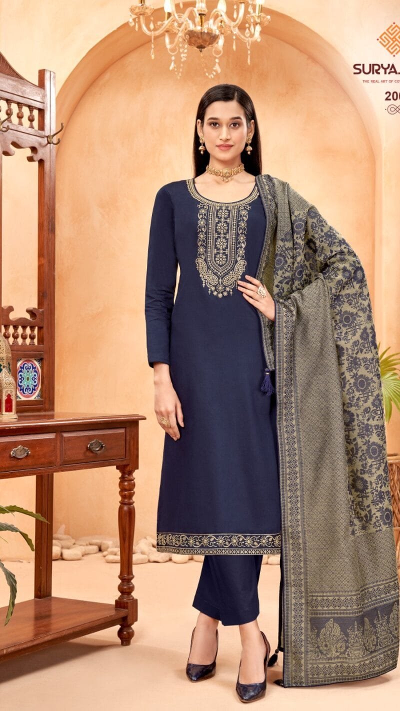 Pashan Vol 2 Suryajyoti Jaam Satin with Neck Border Embroidery Work