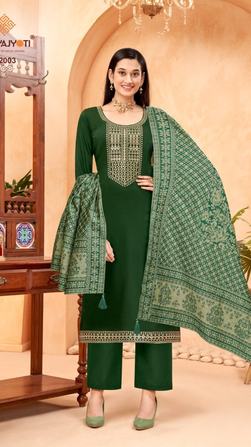 Pashan Vol 2 Suryajyoti Jaam Satin with Neck Border Embroidery Work