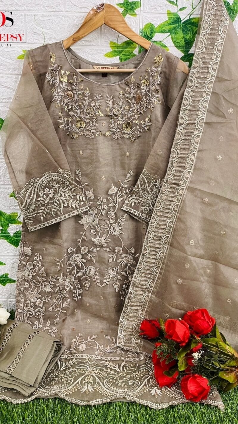 Pure Organza with Embroidery Handwork Work Ready To Wear Deepsy Collection