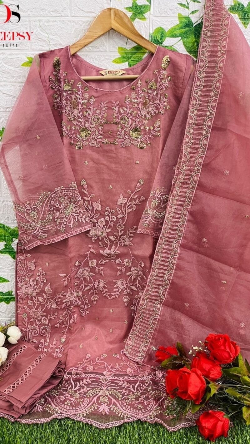 Pure Organza with Embroidery Handwork Work Ready To Wear Deepsy Collection