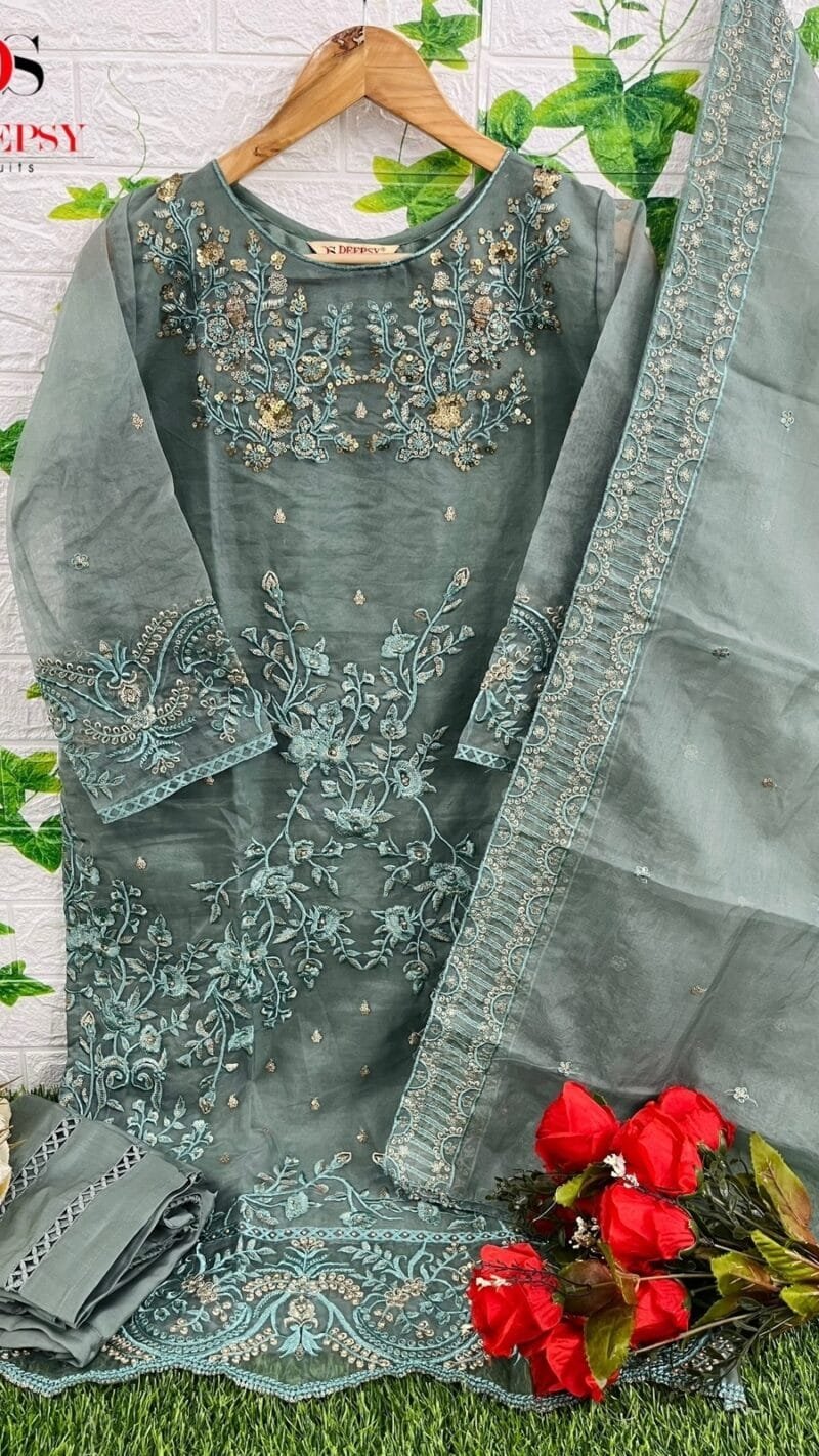 Pure Organza with Embroidery Handwork Work Ready To Wear Deepsy Collection