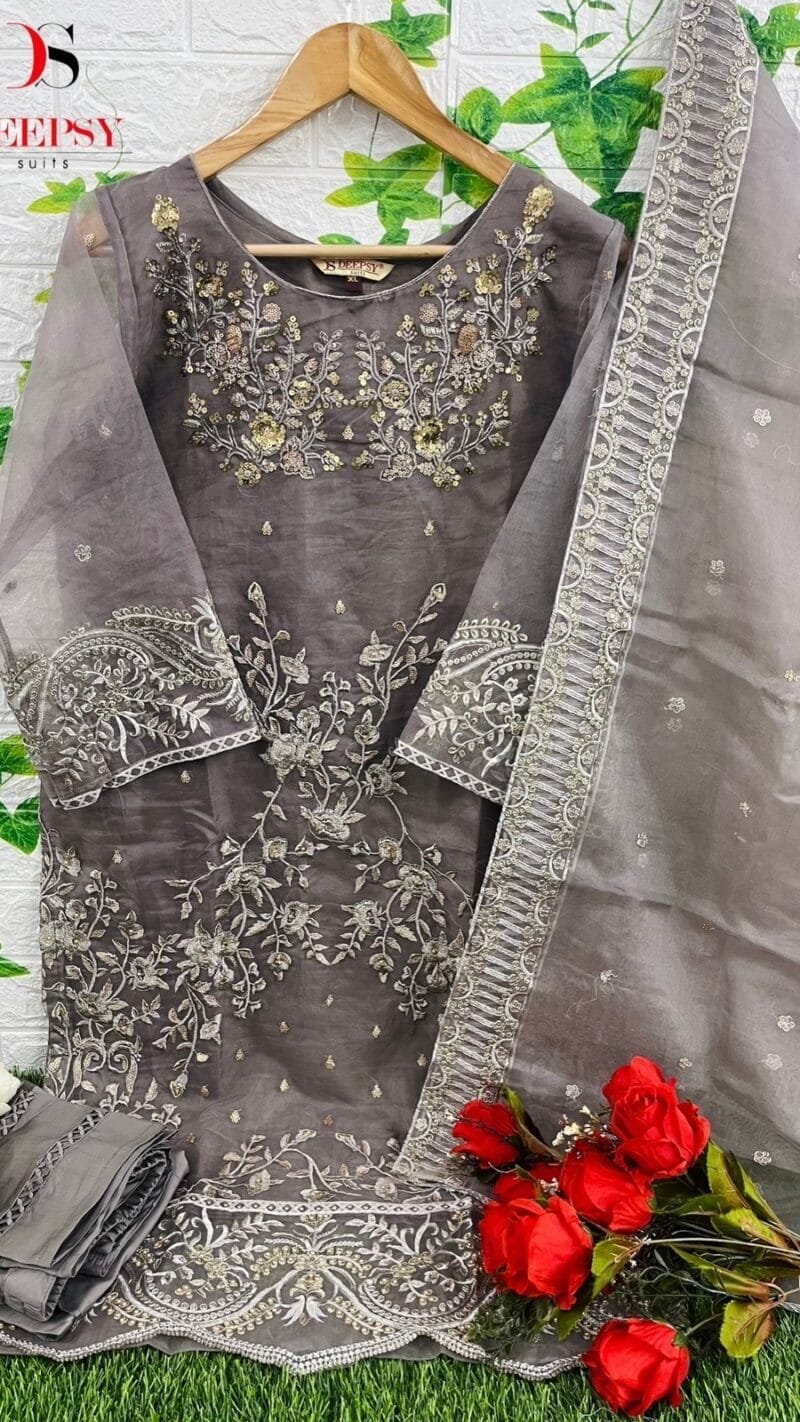 Pure Organza with Embroidery Handwork Work Ready To Wear Deepsy Collection