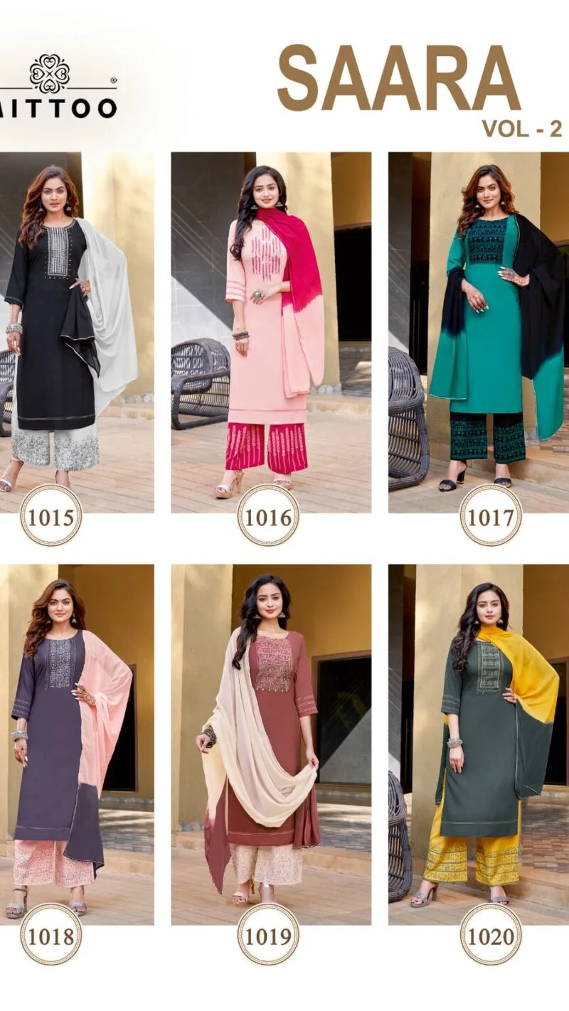Saara Vol 2 Mittoo Heavy Rayon With Work Readymade Collection