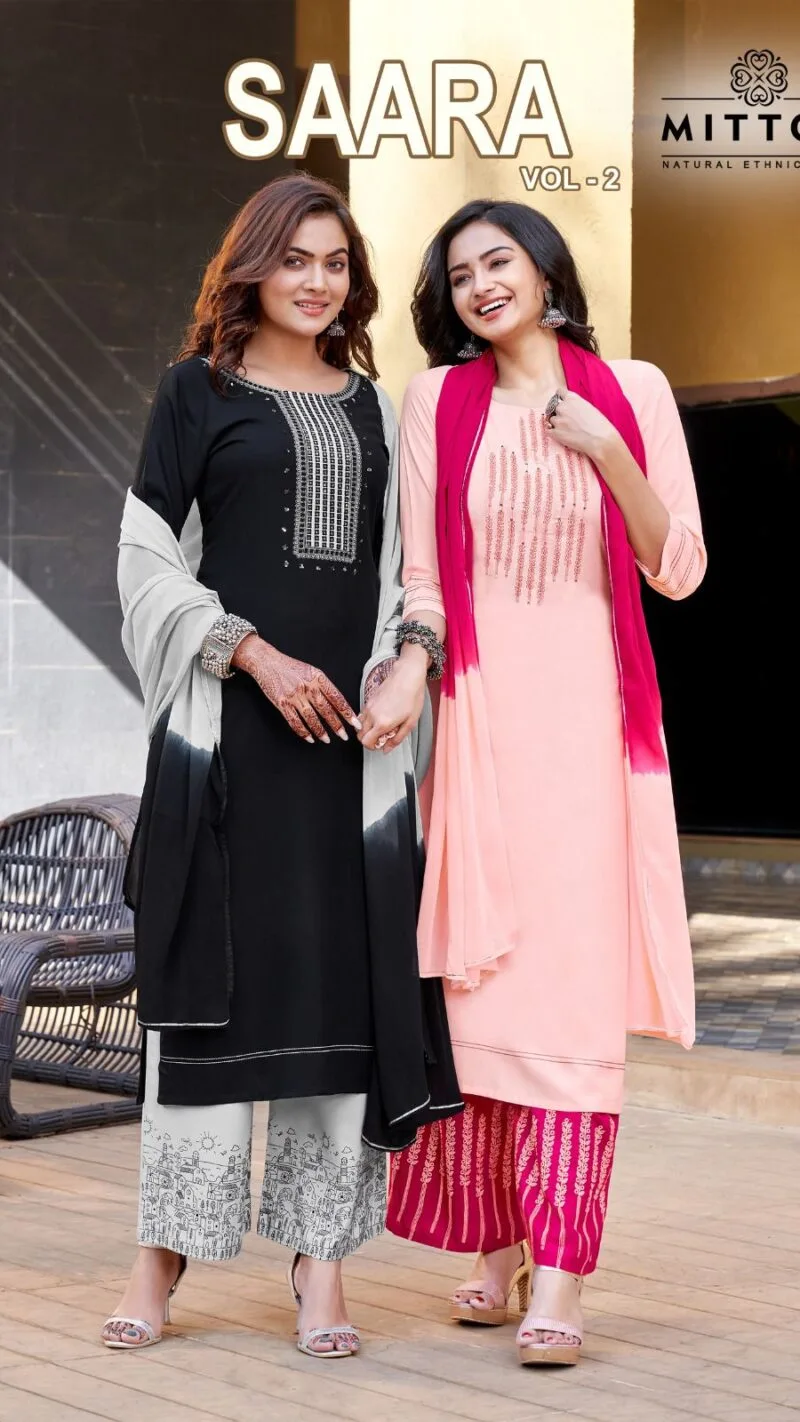 Saara Vol 2 Mittoo Heavy Rayon With Work Readymade Collection