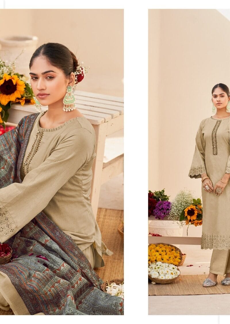 Sara Summer Collection Kesar Pure Jaam Cotton With Nack & Daman Work