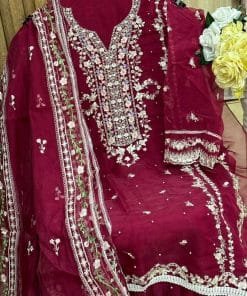 Semi Stitched Vol 1 Meehboob Tex Dark Chart Organza with Heavy Embroidery