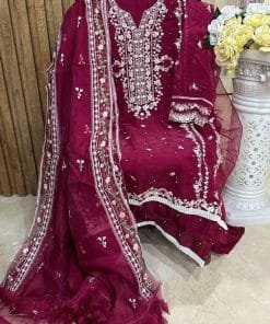 Semi Stitched Vol 1 Meehboob Tex Dark Chart Organza with Heavy Embroidery