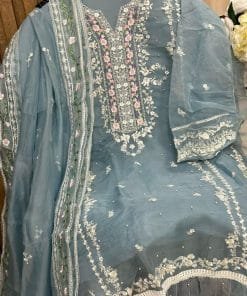 Semi Stitched Vol 1 Meehboob Tex Dark Chart Organza with Heavy Embroidery