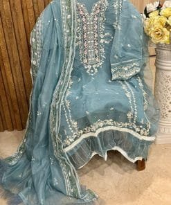 Semi Stitched Vol 1 Meehboob Tex Dark Chart Organza with Heavy Embroidery