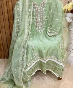 Semi Stitched Vol 1 Meehboob Tex Dark Chart Organza with Heavy Embroidery