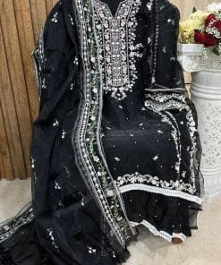 Semi Stitched Vol 1 Meehboob Tex Dark Chart Organza with Heavy Embroidery