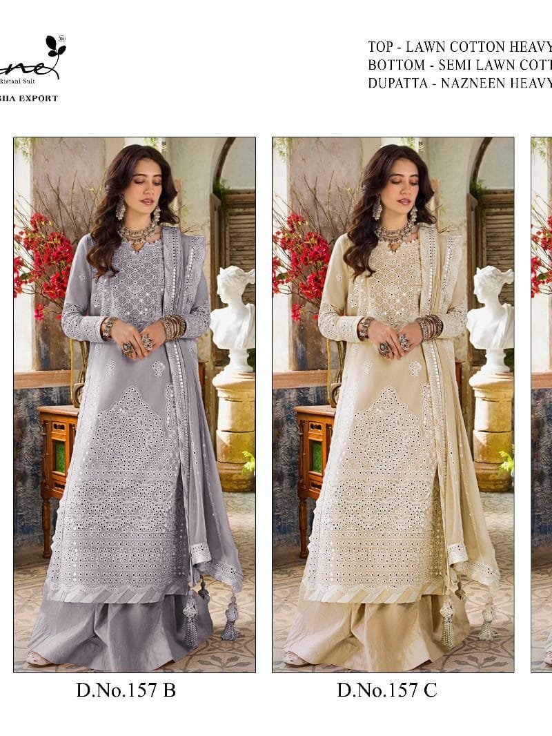 Serine D No S-157 Lawn Cotton Heavy Embroidered Pakistani Salwar Suits