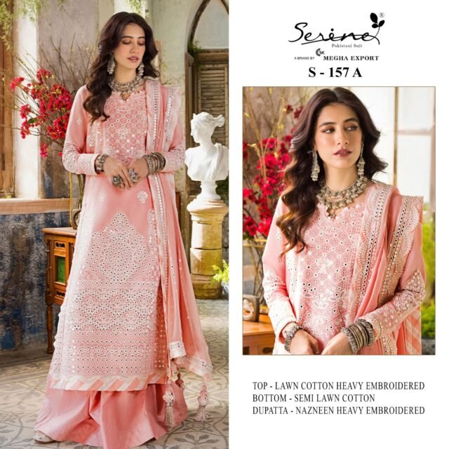 Serine D No S-157 Lawn Cotton Heavy Embroidered Pakistani Salwar Suits