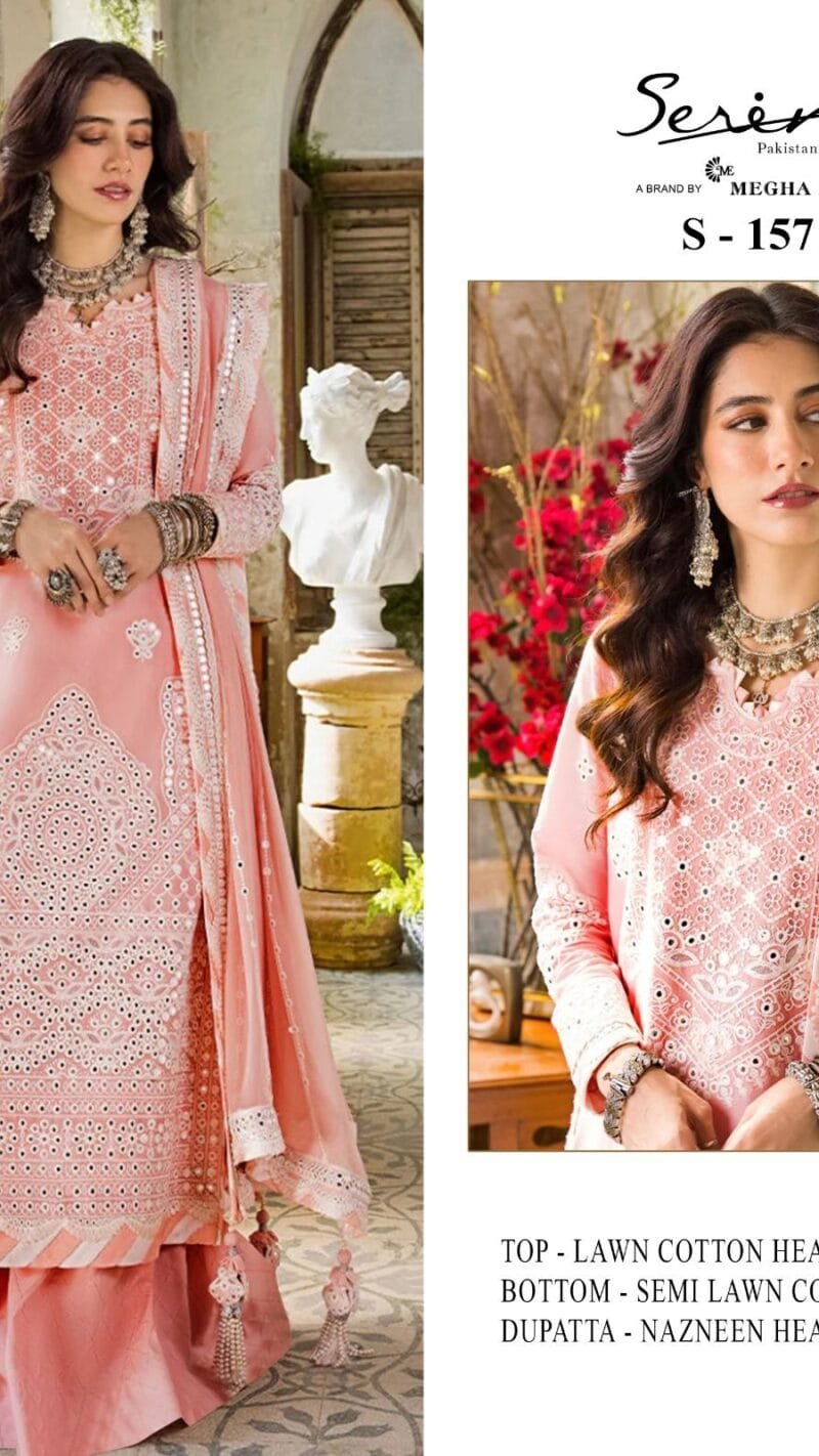 Serine D No S-157 Lawn Cotton Heavy Embroidered Pakistani Salwar Suits