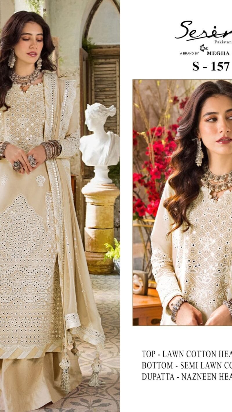 Serine D No S-157 Lawn Cotton Heavy Embroidered Pakistani Salwar Suits