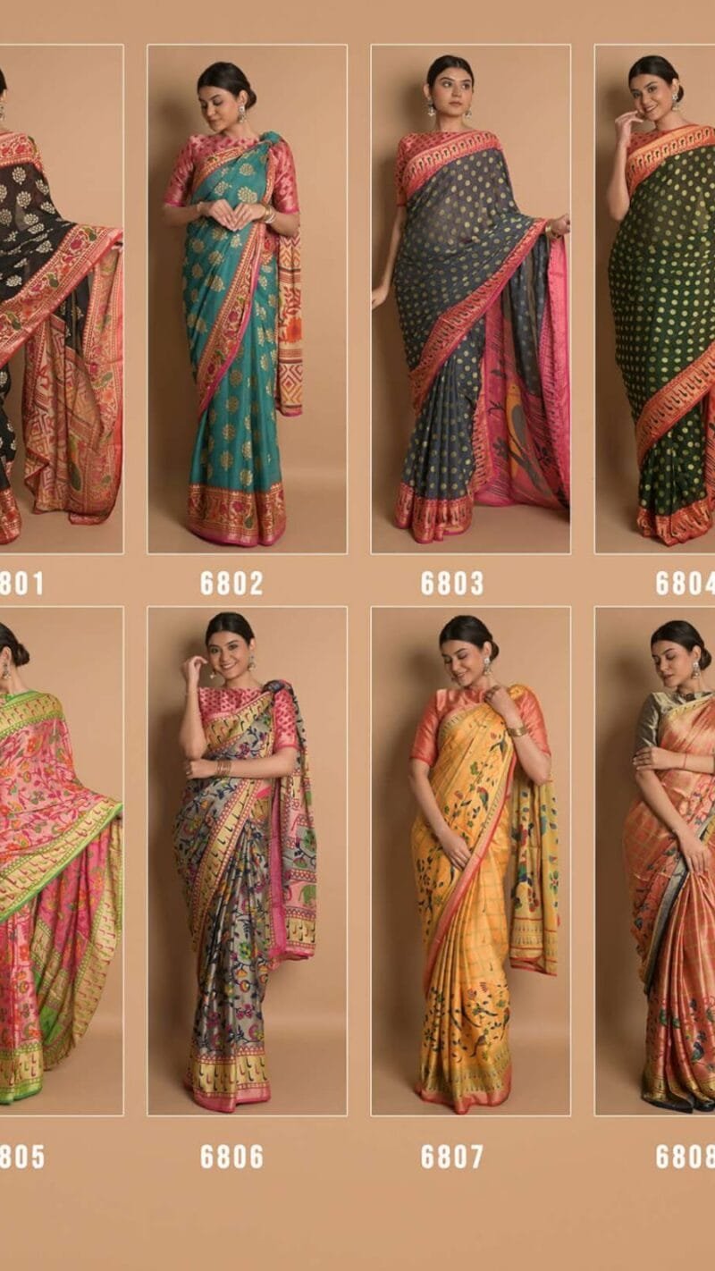 South Indian Ashima Benchmark Brasso With Soft Piping Stone Border Saree