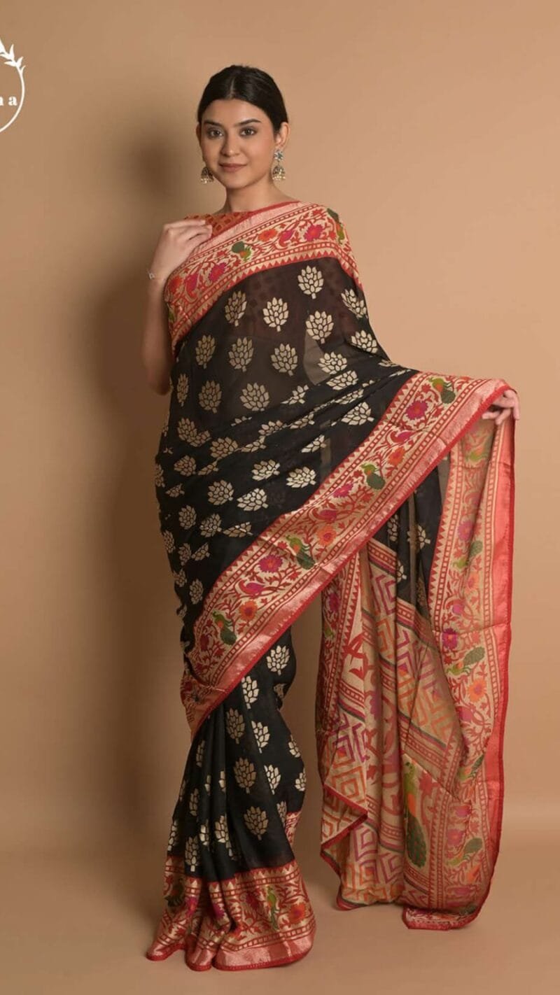 South Indian Ashima Benchmark Brasso With Soft Piping Stone Border Saree