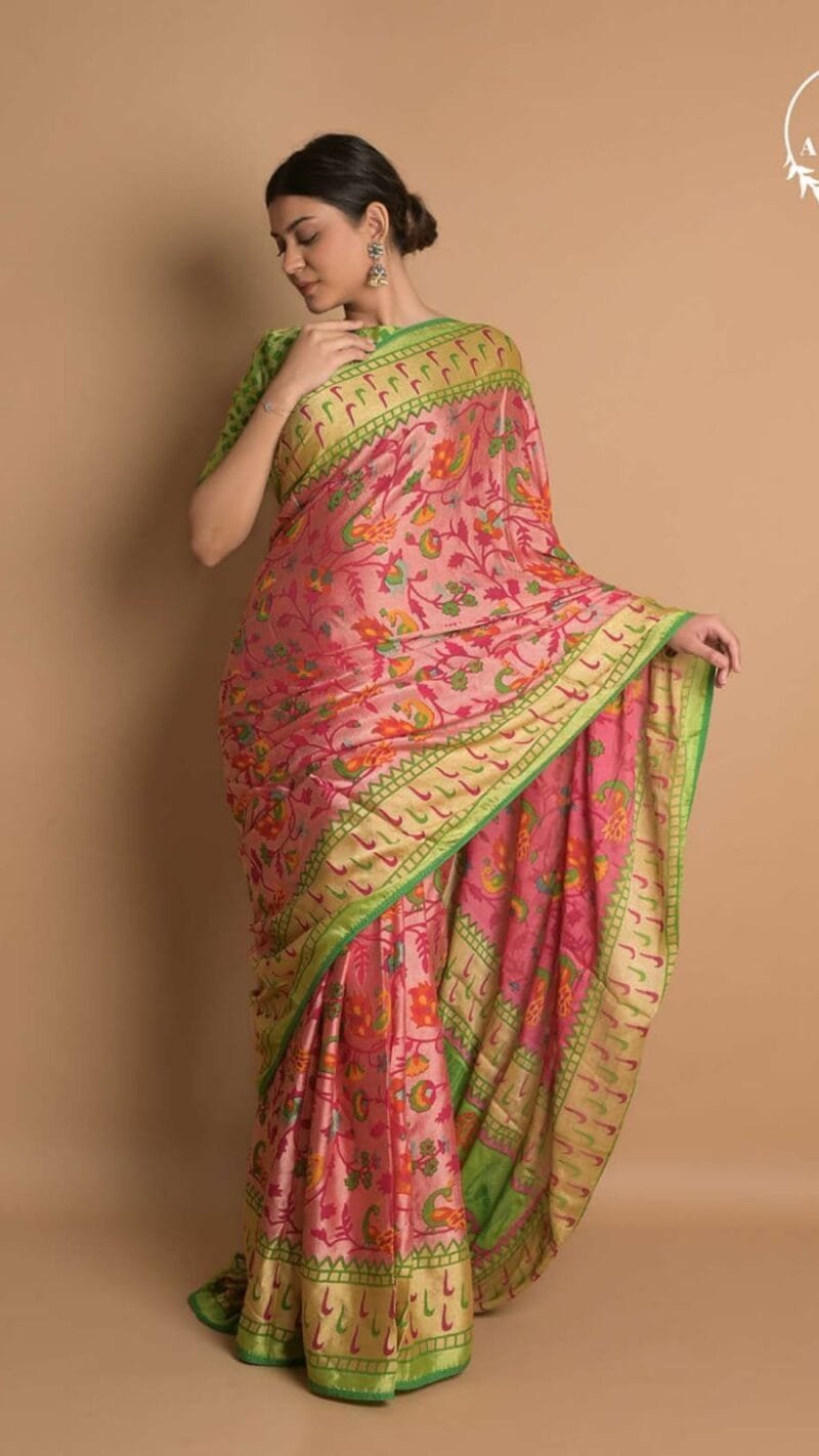South Indian Ashima Benchmark Brasso With Soft Piping Stone Border Saree