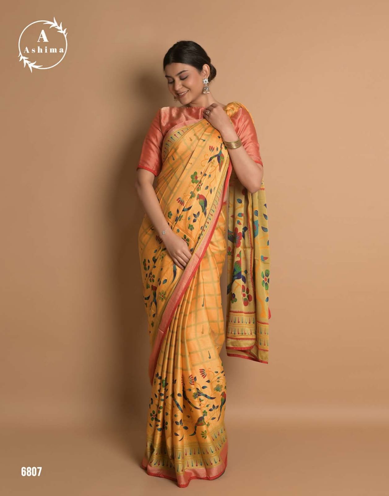 Buy Green Dhoop-Chhaon South Cotton Handloom Saree (With Blouse) 13899 |  www.maanacreation.com