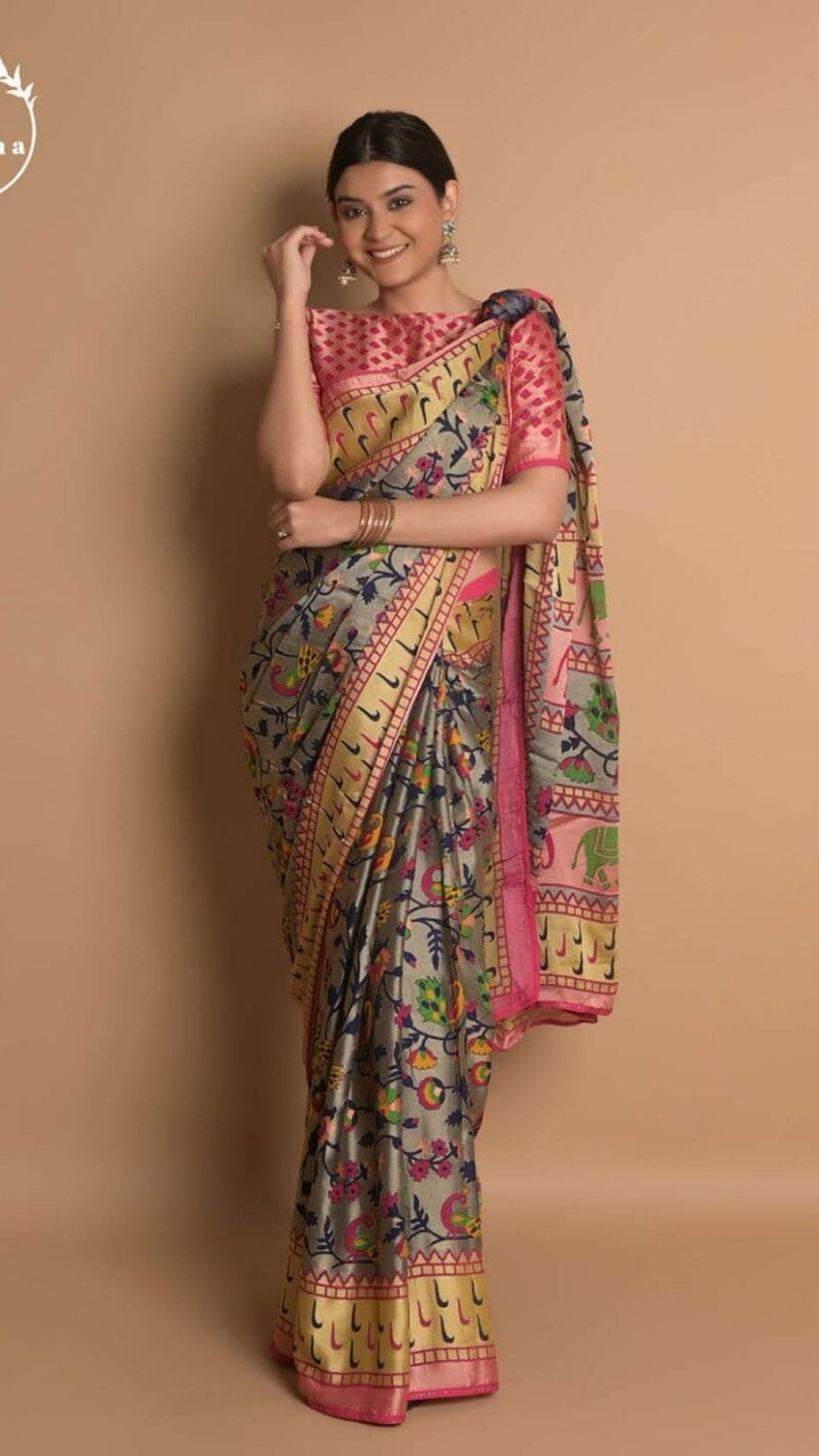 South Indian Ashima Benchmark Brasso With Soft Piping Stone Border Saree