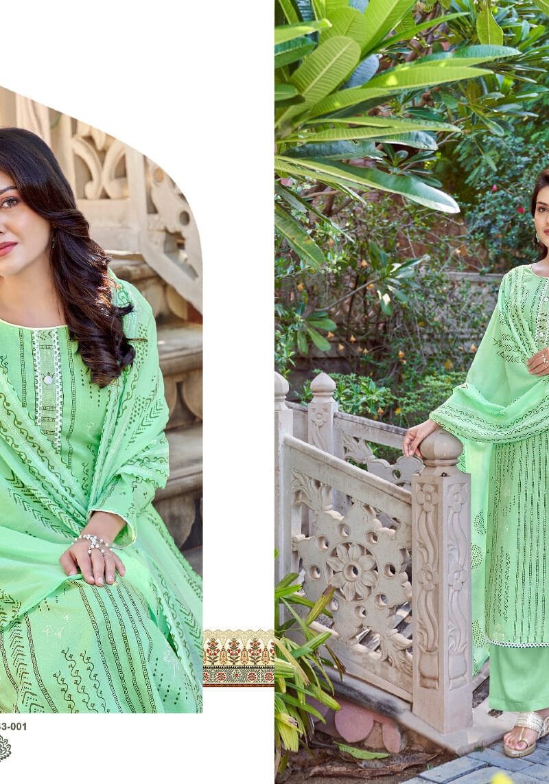 Summer Story Pure Cambric Summer Print With Fancy Tie Work