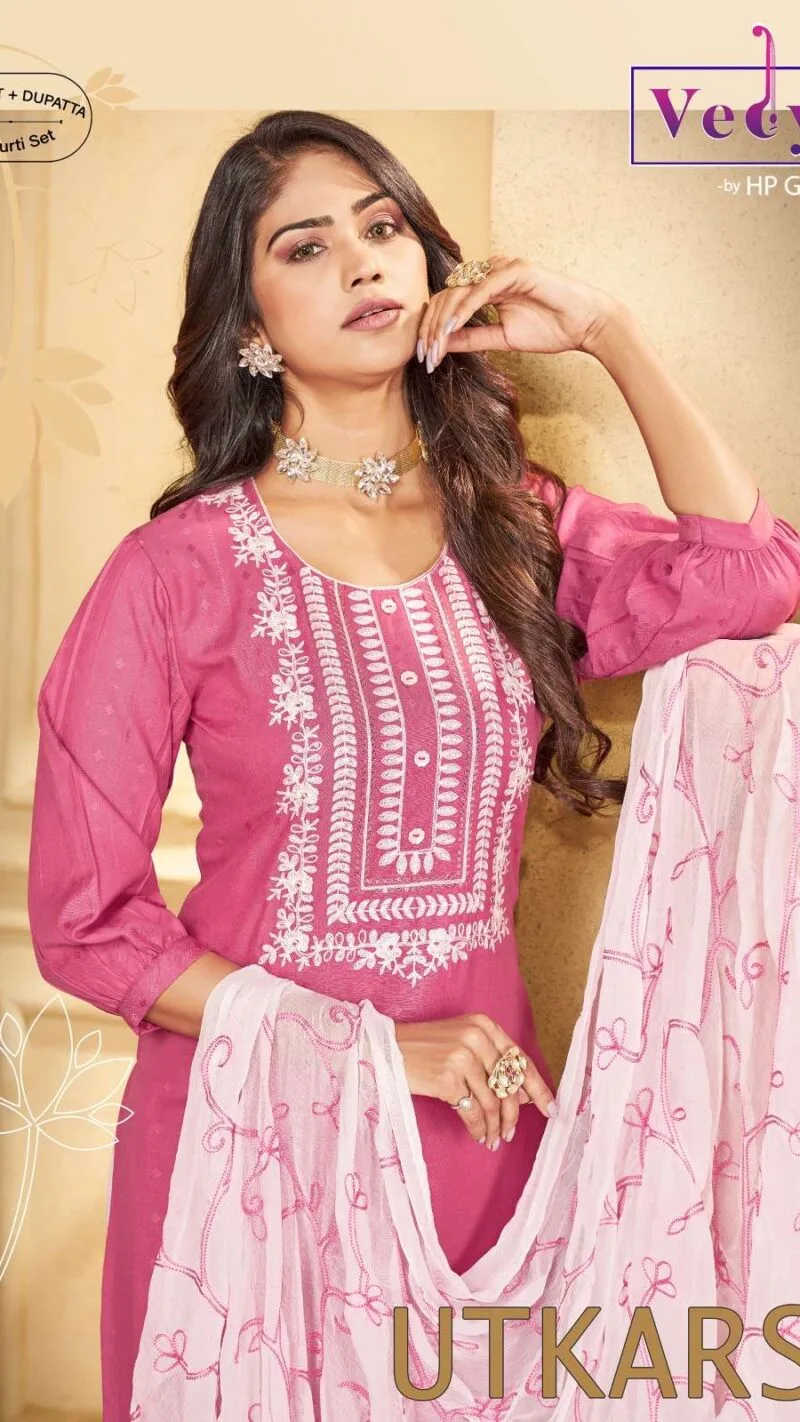 Utkarsh Vedya 3 Pcs Readymade Kurti Set Top Bottom Dupatta