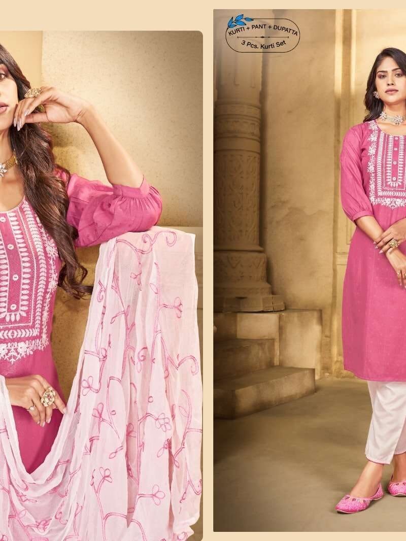 Utkarsh Vedya 3 Pcs Readymade Kurti Set Top Bottom Dupatta