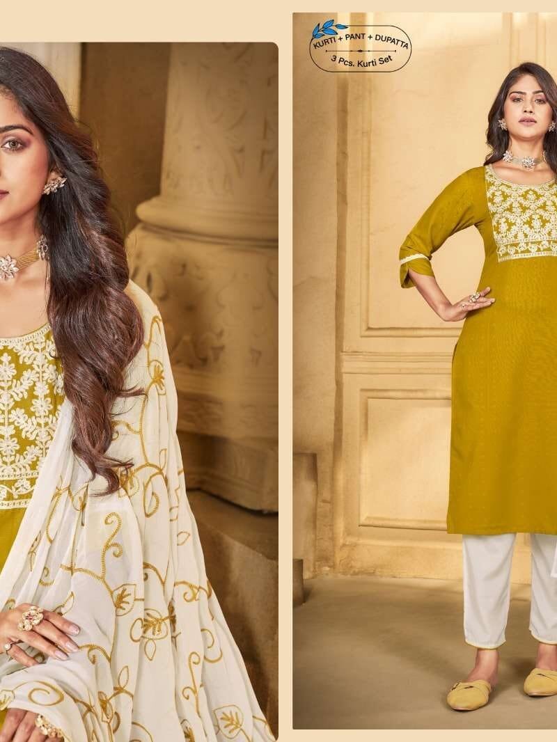 Utkarsh Vedya 3 Pcs Readymade Kurti Set Top Bottom Dupatta