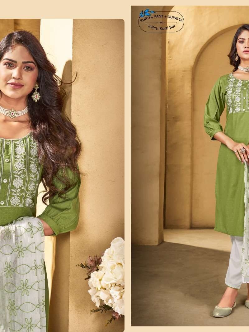 Utkarsh Vedya 3 Pcs Readymade Kurti Set Top Bottom Dupatta