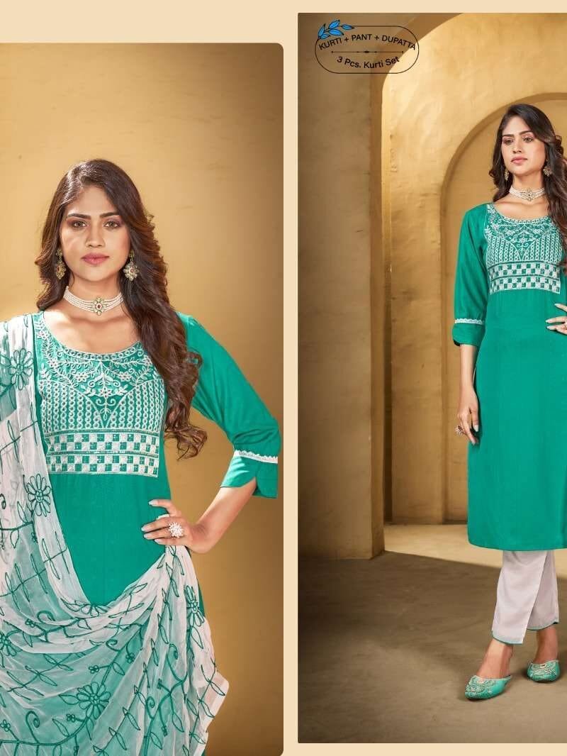 Utkarsh Vedya 3 Pcs Readymade Kurti Set Top Bottom Dupatta