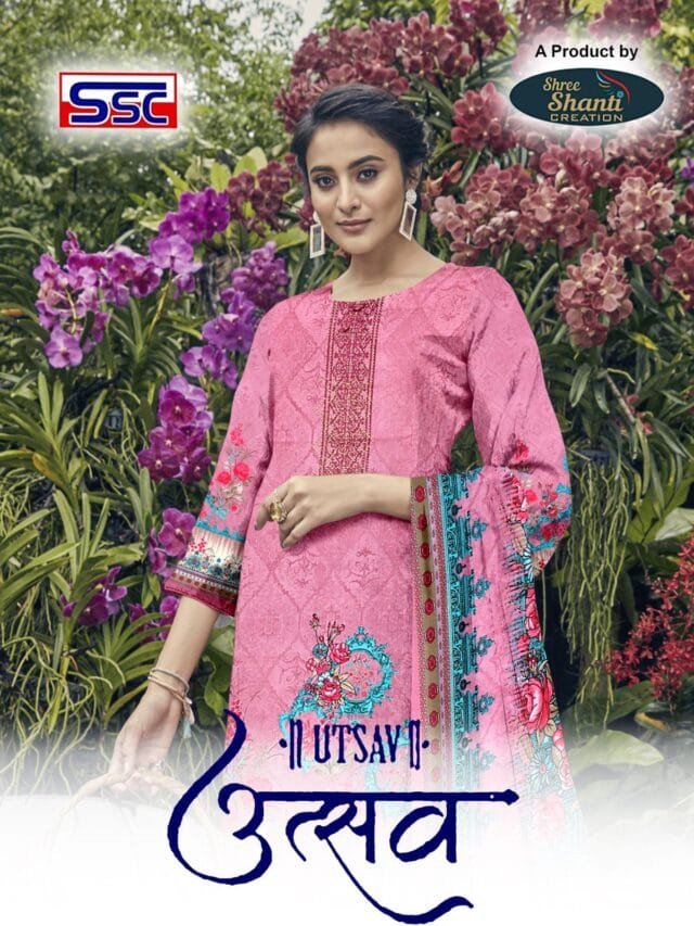 Utsav Ssc Cotton Neck Designing With Swarovski Diamond Work Suits