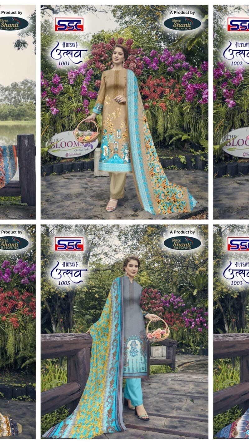 Utsav Ssc Cotton Neck Designing With Swarovski Diamond Work Suits