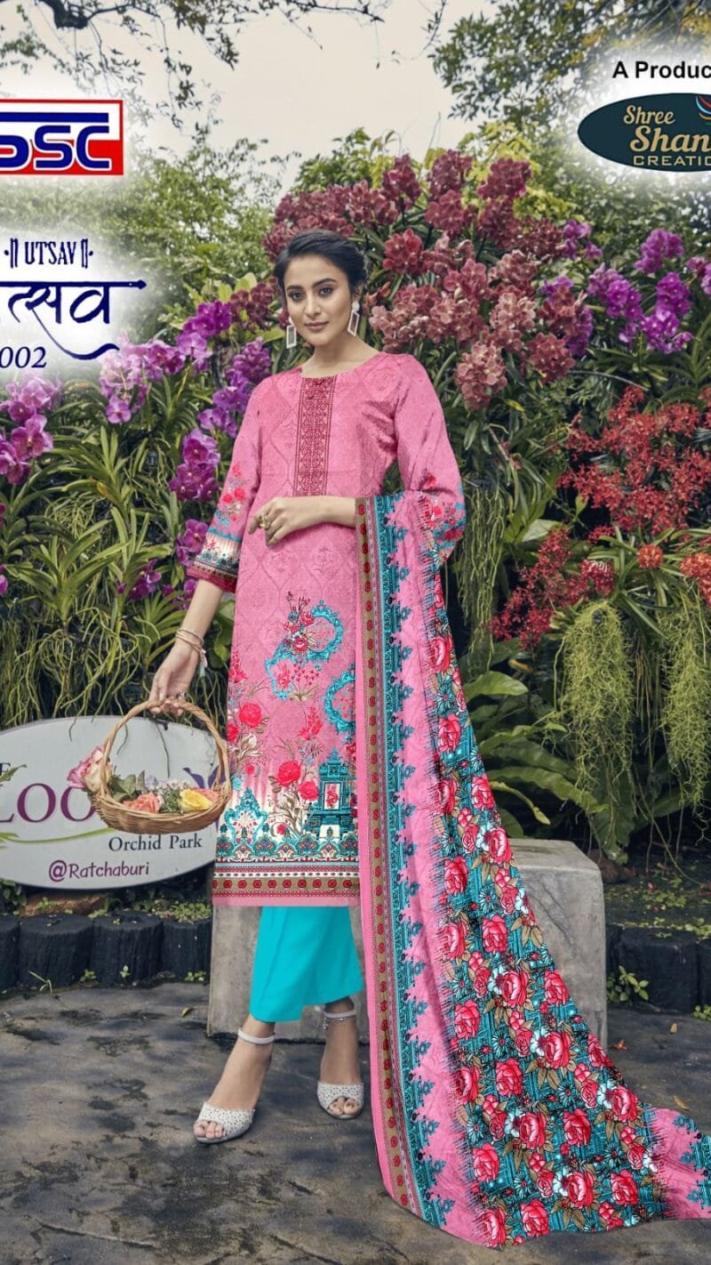 Utsav Ssc Cotton Neck Designing With Swarovski Diamond Work Suits