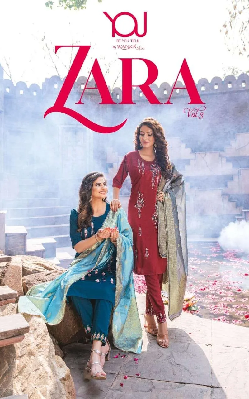 Zara Vol 3 Wanna Product New Fancy Hand work Kurti with Banarasi Dupatta