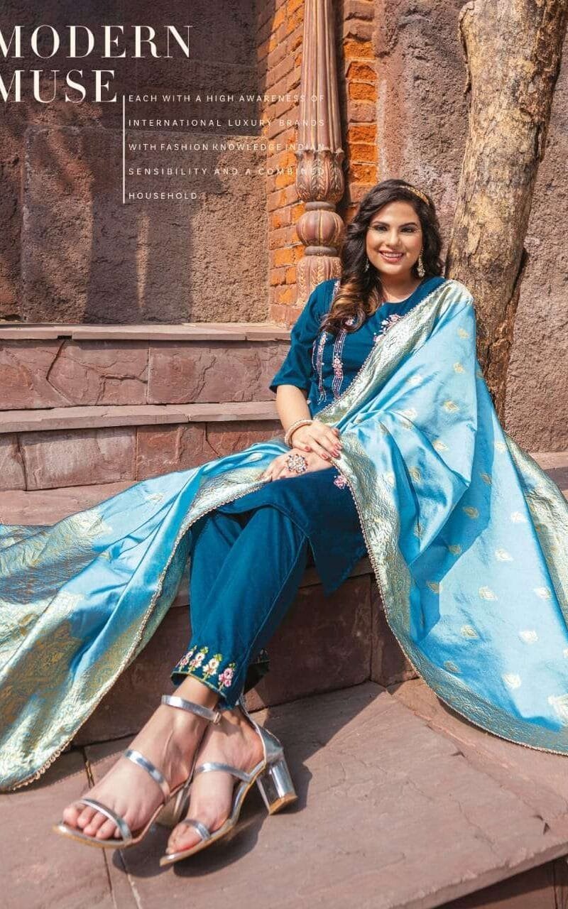 Zara Vol 3 Wanna Product New Fancy Hand work Kurti with Banarasi Dupatta