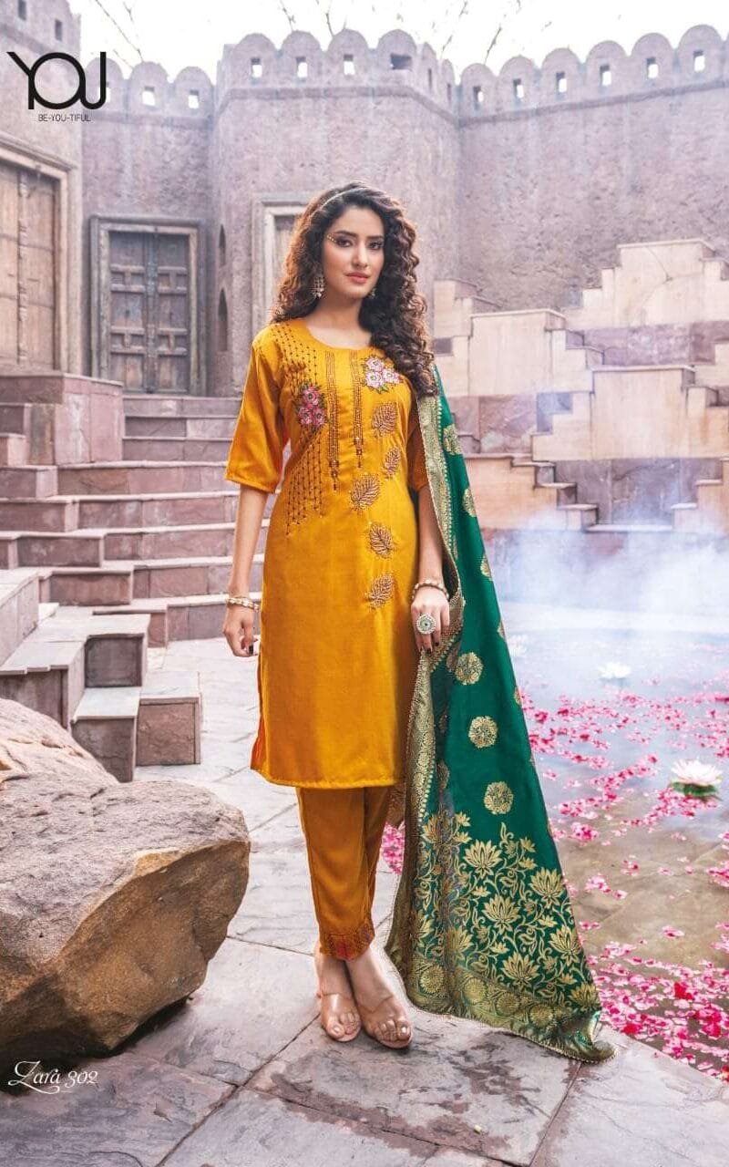 Zara Vol 3 Wanna Product New Fancy Hand work Kurti with Banarasi Dupatta