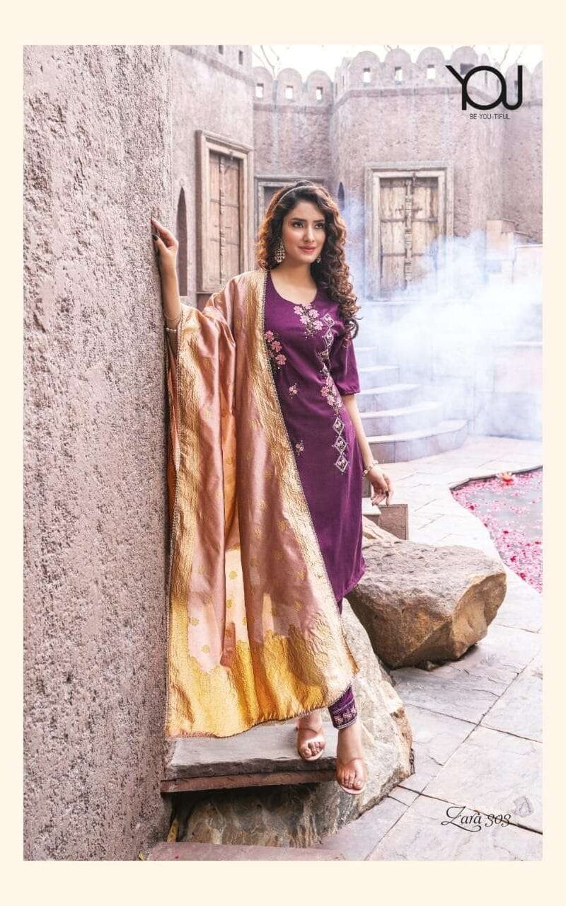 Zara Vol 3 Wanna Product New Fancy Hand work Kurti with Banarasi Dupatta