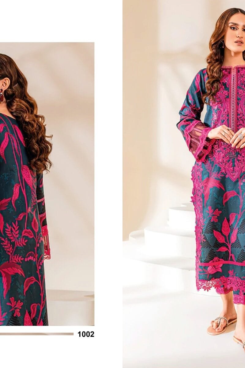 7 Clouds Firdous collection 1 Pure cotton Print with work