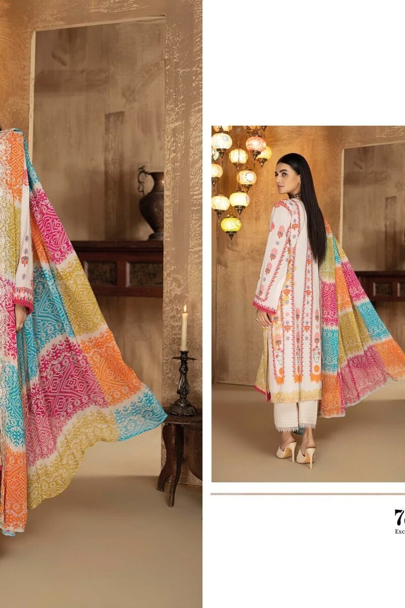 7 Clouds Firdous collection 1 Pure cotton Print with work
