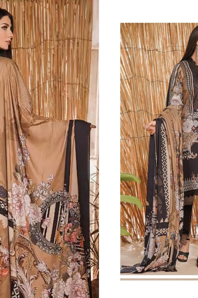 7 Clouds Firdous collection 1 Pure cotton Print with work