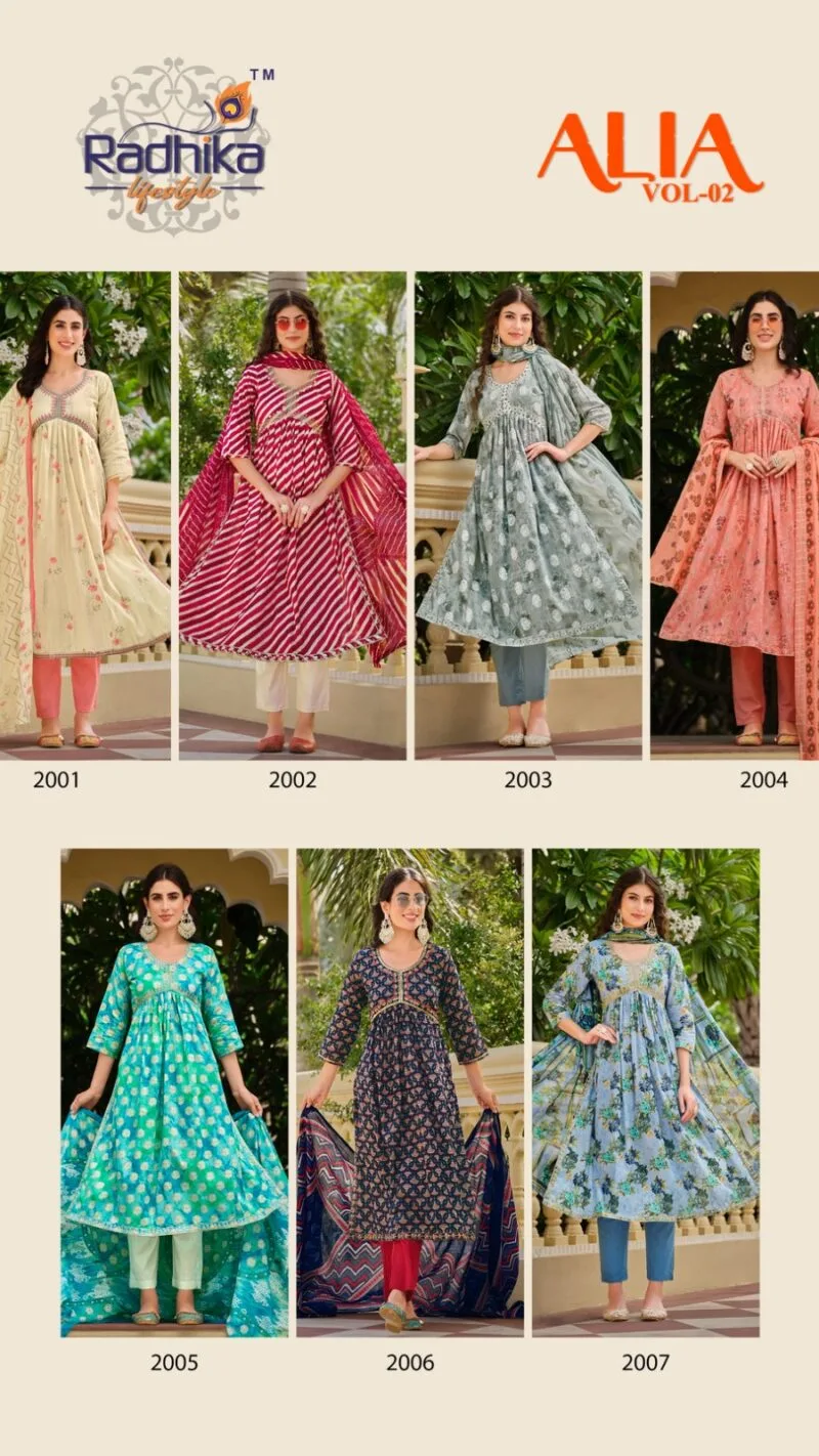 Alia Vol 2 Radhika Life Style Alia Cut Gown Kurti Pant with Dupatta