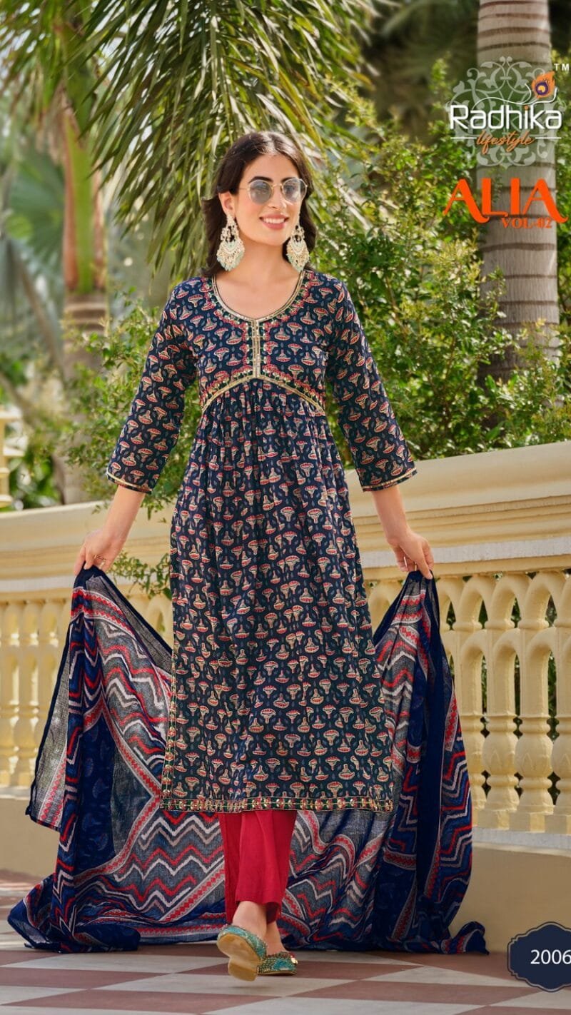 Alia Vol 2 Radhika Life Style Alia Cut Gown Kurti Pant with Dupatta