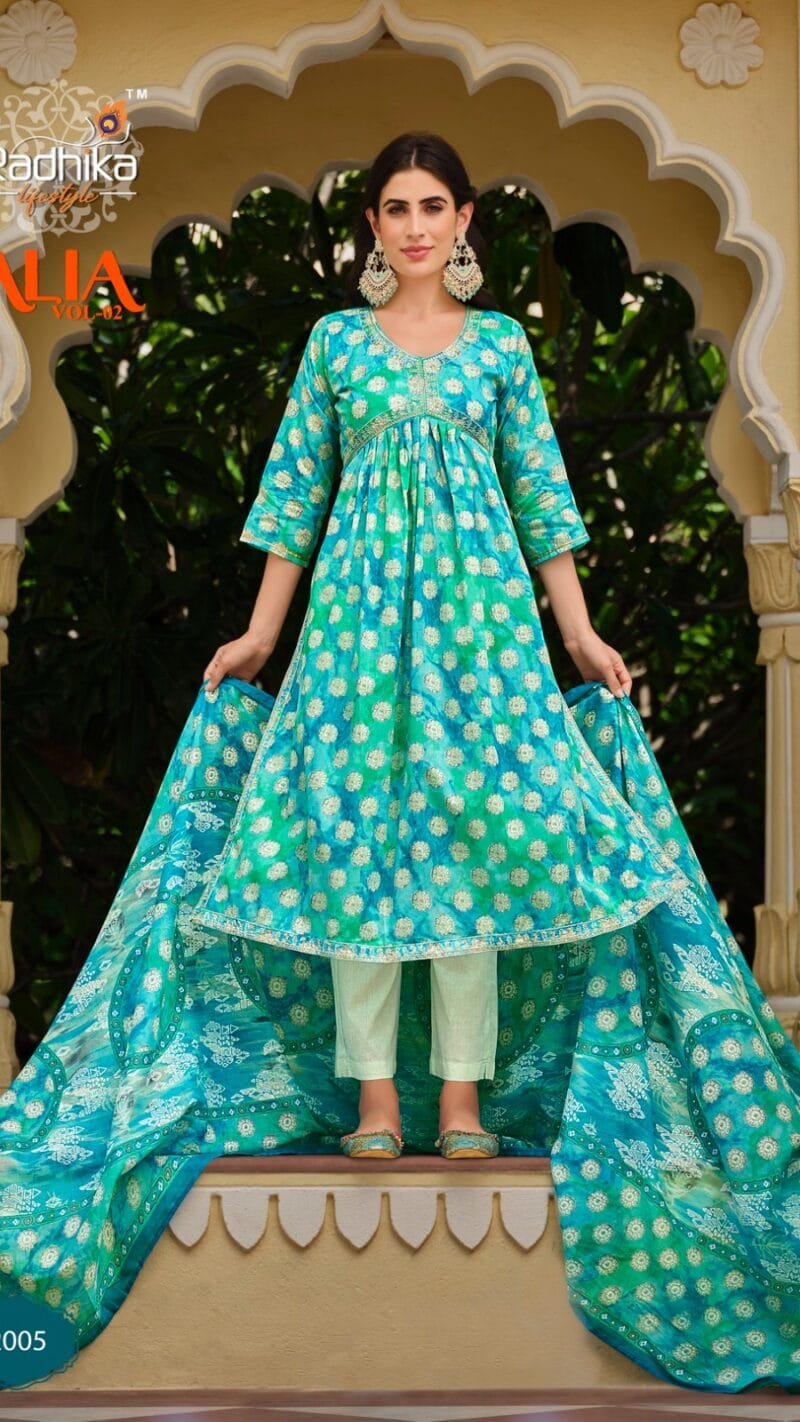 Alia Vol 2 Radhika Life Style Alia Cut Gown Kurti Pant with Dupatta