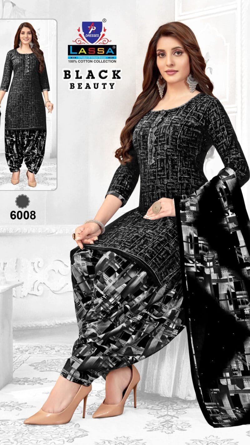 Black Beauty Ap Lassa Wholesale Cotton Dress Material
