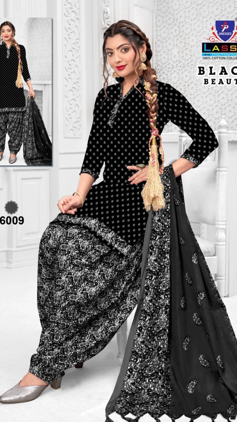 Black Beauty Ap Lassa Wholesale Cotton Dress Material