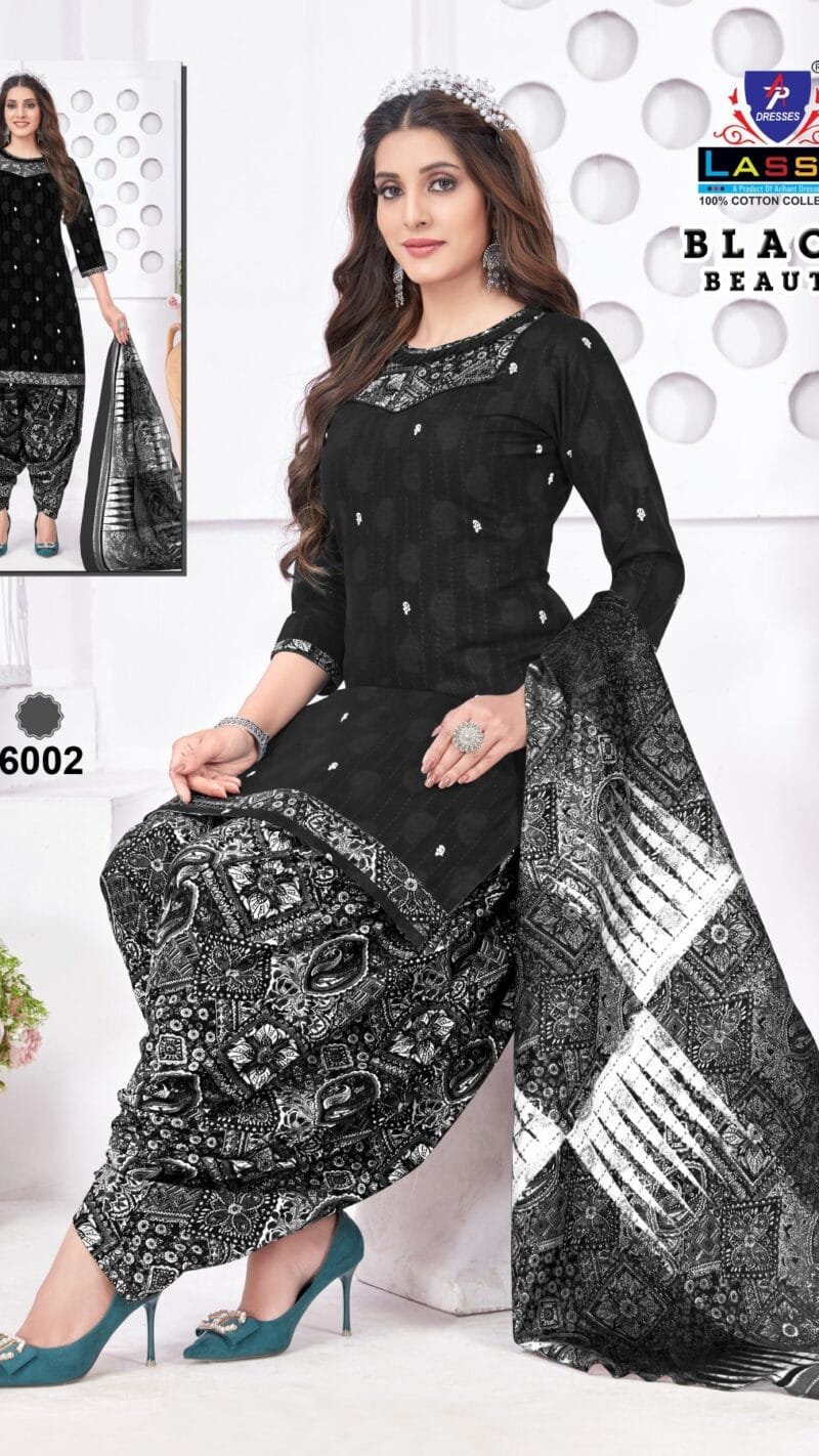 Black Beauty Ap Lassa Wholesale Cotton Dress Material