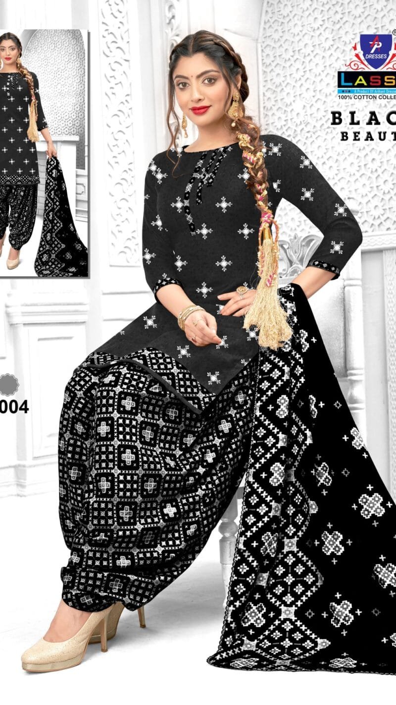 Black Beauty Ap Lassa Wholesale Cotton Dress Material