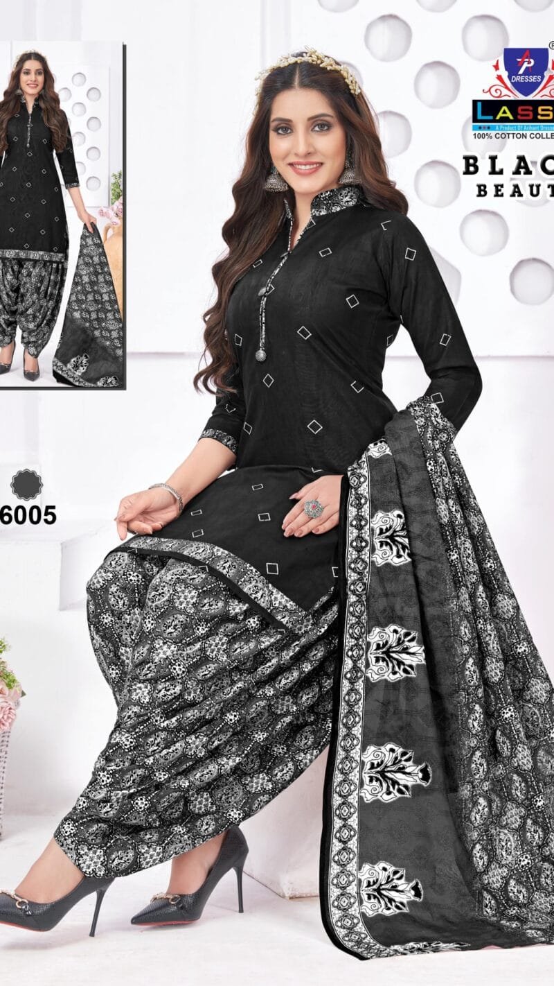 Black Beauty Ap Lassa Wholesale Cotton Dress Material