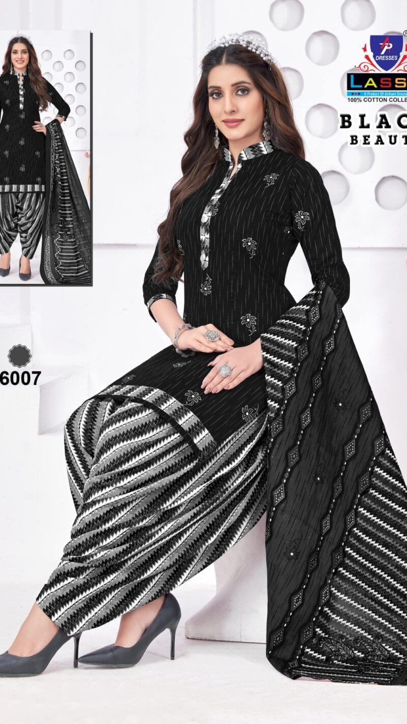 Black Beauty Ap Lassa Wholesale Cotton Dress Material
