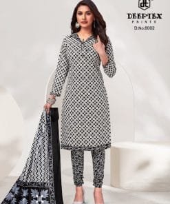 Deeptex Aaliza Black And White Wholesale Cotton Dress Material